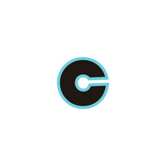 Letter C neon, blue geometric symbol simple logo vector