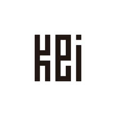 Letter K, E and i square, rectangle geometric symbol simple logo vector
