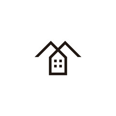 Mountains and home geometric symbol simple logo vector
