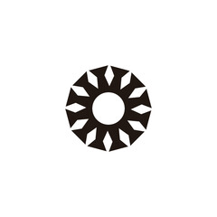 Letter O sun, gems geometric symbol simple logo vector