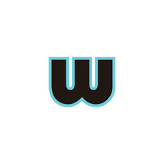 Letter w neon, blue geometric symbol simple logo vector