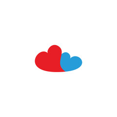 Two heart, cloud geometric symbol simple logo vector