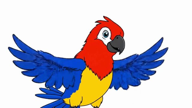 Parrot sprite flapping wings, head tilting loop