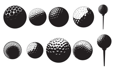 golf balls silhouette vector illustration