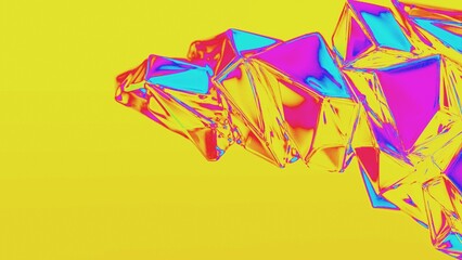 Colorful Geometric Shapes on Yellow Background