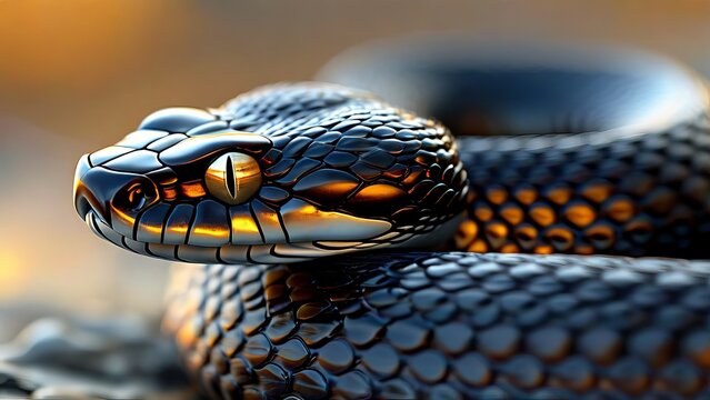 Close up view of a green python snake in nature and wildlife with detailed scales and eye