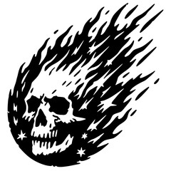 Fire ghost head silhouette