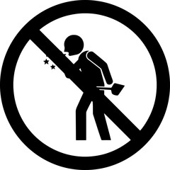 No throwing of objects, warning sign prohibiting projectile use for safety and caution