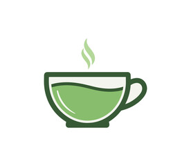 Hot green beverage in cup illustration