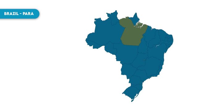Para Map Video, Brazil map, Political Map of Brazil, national flag and borders, perfect for presentations, travel, education, geography, and global studies.