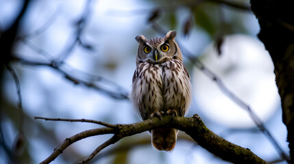 Courious tawny owl