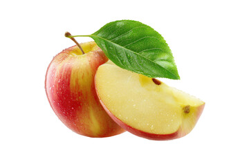 Fresh apple with leaf and slice