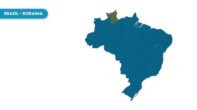 Roraima Map Video, Brazil map, Political Map of Brazil, national flag and borders, perfect for presentations, travel, education, geography, and global studies.