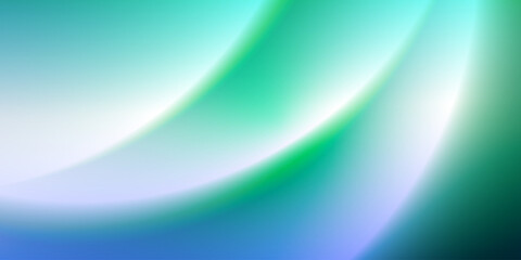 Abstract green and blue gradient background with white flowing lines