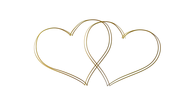 Two intertwined golden hearts