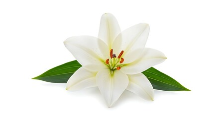 Fototapeta premium Single white lily isolated