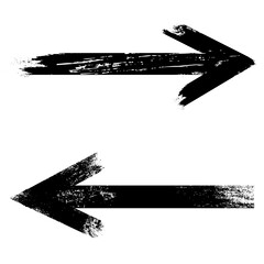 Brush Hand Drawn Arrow, Direction Arrows Icon, Trade, Exchange, Black Arrows, Grunge, Scratch Texture, Sign, Vector