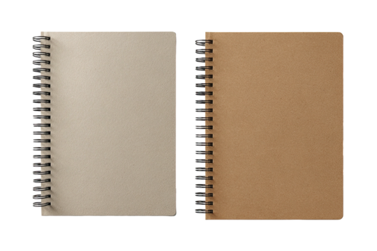 Two blank spiral-bound notebooks