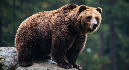 Obraz premium Large brown bear on rock