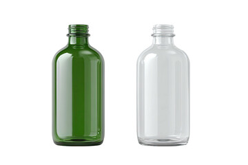 Two clear glass bottles, one green, one clear (1)