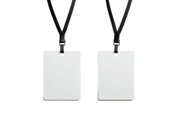 Blank identification tags on black lanyards