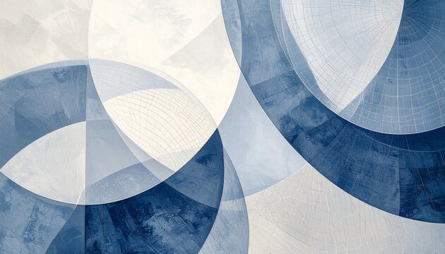 Dynamic Interplay of Textured Blue and White Spheres with Etched Grid Patterns.