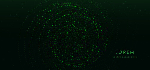 Futuristic technology dotted green glowing on dark background.