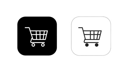Minimalist Shopping Cart Icon Set Black and White Variations for Web and App Design
