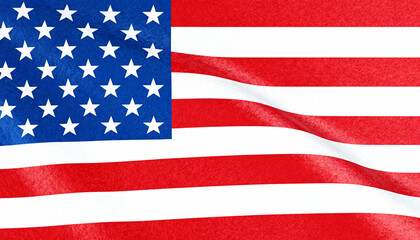 Waving American Flag Closeup, Detailed Red White and Blue Stars and Stripes, USA National Symbol Concept, Patriotic United States Banner, Independence Day, 4th of July, Freedom, Democracy