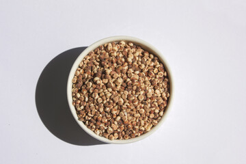 Sorghum placed on a white background