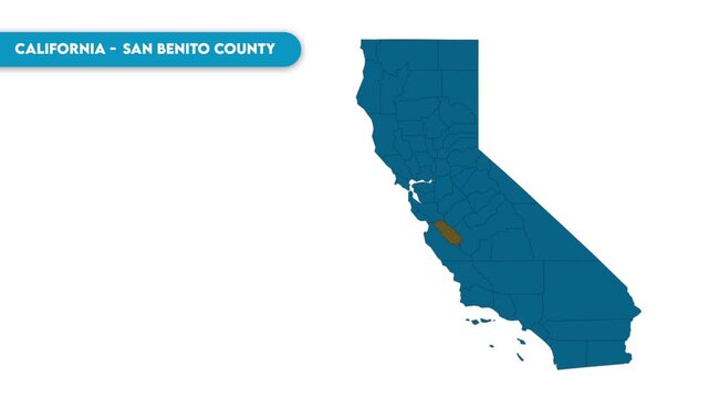 San Benito County Map Video, California map, Political Map of California, national flag and borders, perfect for presentations, travel, education, geography, and global studies.