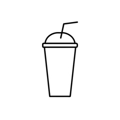 Outline drink with straw on transparent background
