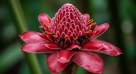 Closeup vibrant red flower