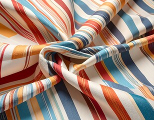 Obraz premium Colorful striped fabric draped in a dynamic swirl