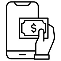 Digital Cash Outline Icon