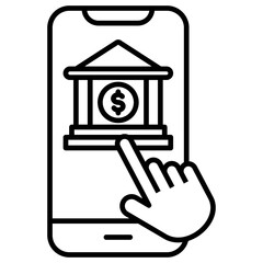Mobile Banking Outline Icon