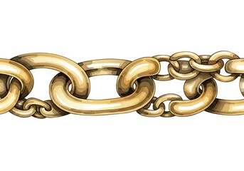 Interconnected loops of golden link, strength and continuity symbolizing connection, security and luxury depicted in