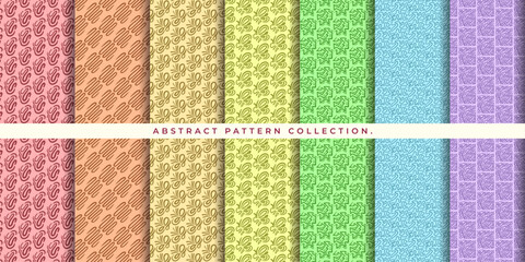Abstract seamless pattern collection in colorful modern designs. Perfect for textiles, wallpapers, and creative digital projects.