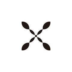 Letter X leaves geometric symbol simple logo vector