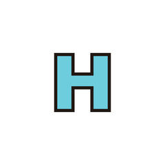 Obraz premium Letter H blue, outline geometric symbol simple logo vector
