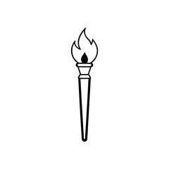 Isolated torch with flame on transparent background