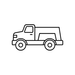 Outlined pickup truck art on transparent background