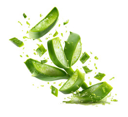 Aloe vera slices in motion