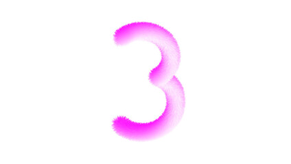 Naklejka premium Bright Neon Pink Gradient Number 3 on White Background – Vibrant Modern Artistic Digit Three Illustration for Design, Poster, and Creative Projects