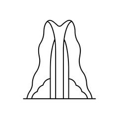 Waterfall outline drawing on transparent background
