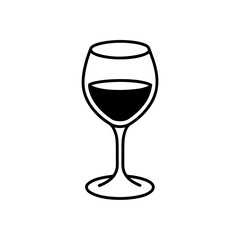 Wine glass filled outline on transparent background