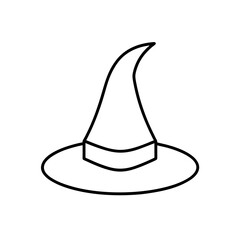 Outline drawing witch hat on transparent background