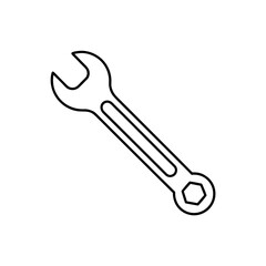 Outline of a metal wrench on transparent background