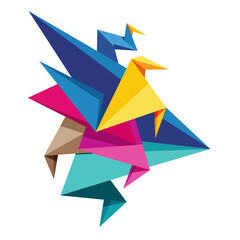 Modern abstract polygonal geometric shape in vibrant colors, suitable for background, branding, and graphic design.