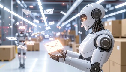Automated Communication Robots Delivering Messages in a Modern Warehouse